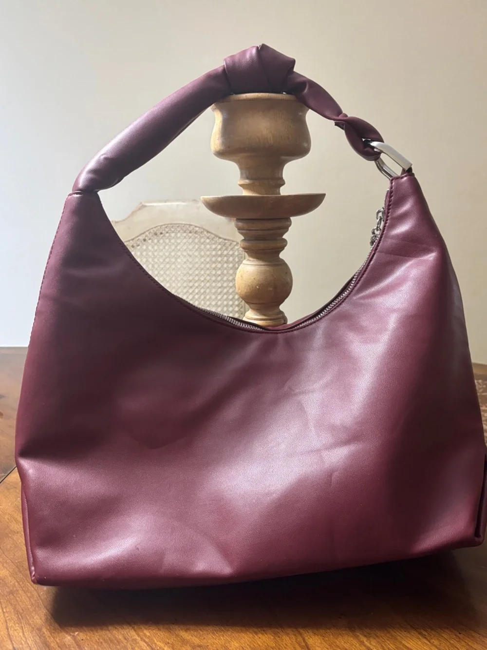 Anne Klein Deep Burgundy Shoulder Bag with Zippered Interior Pocket